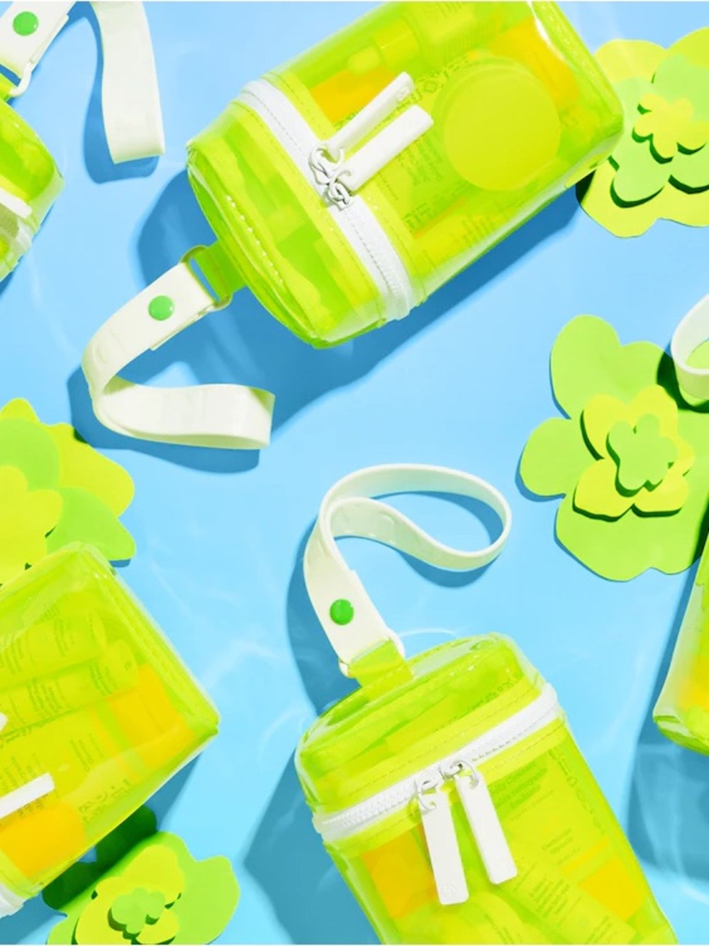 Drunk Elephant Neon Green Mini Zipper Bag